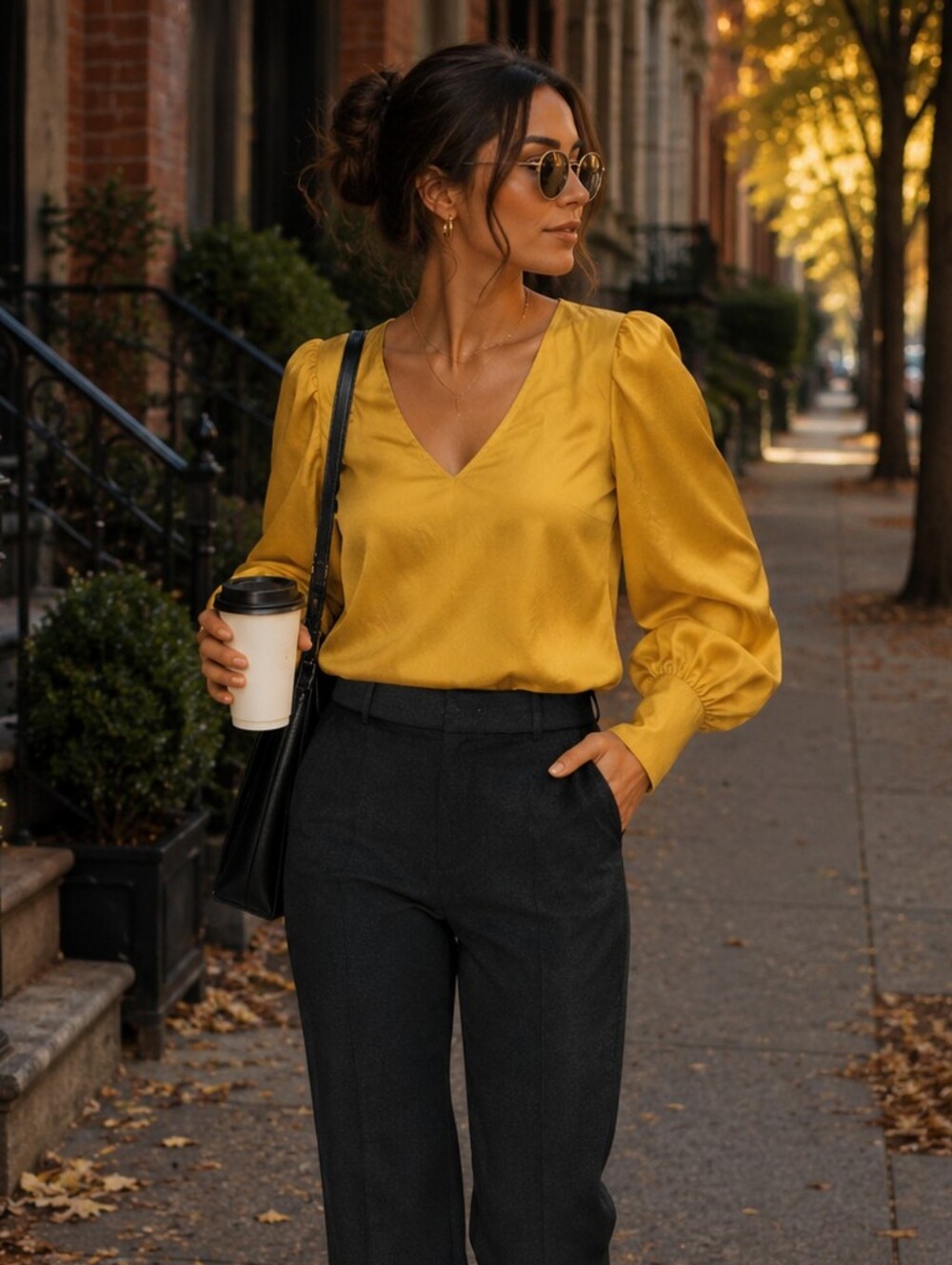 Alex Marie Mustard Silky Blouse